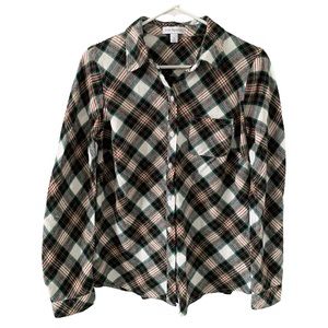 Kim Rogers Plaid Flannel Top Women’s Size Small